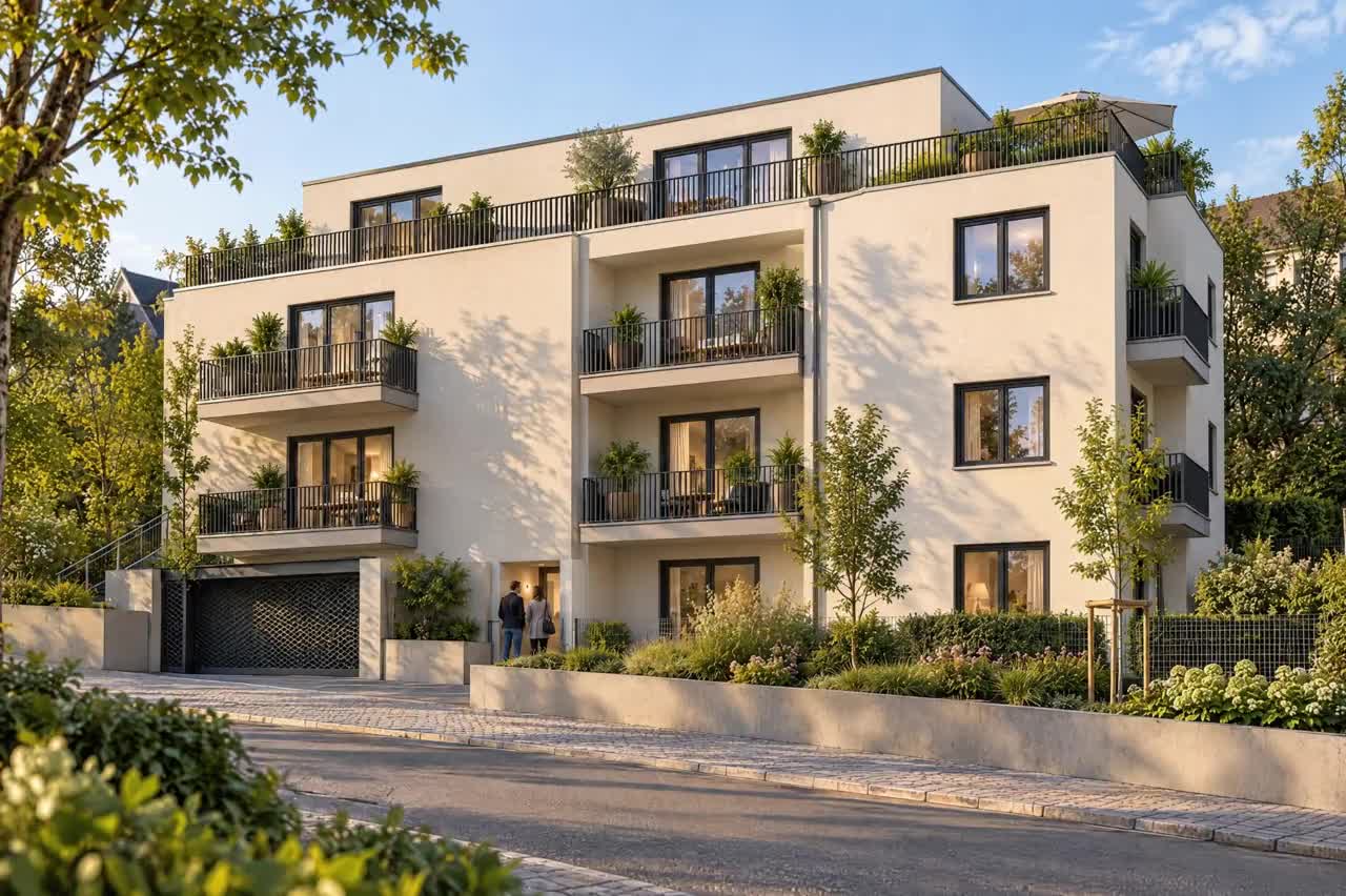 Dolomitenstraße — 非约束性AI可视化效果图。家具、房间形态及景观均为示意。